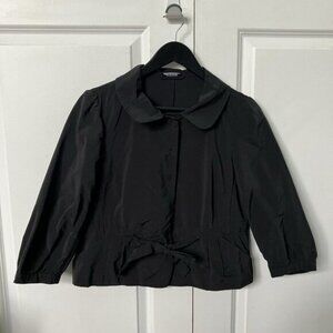 Riani Blazer Top Womens 10 Black Minimalist Contemporary Jacket Cropped